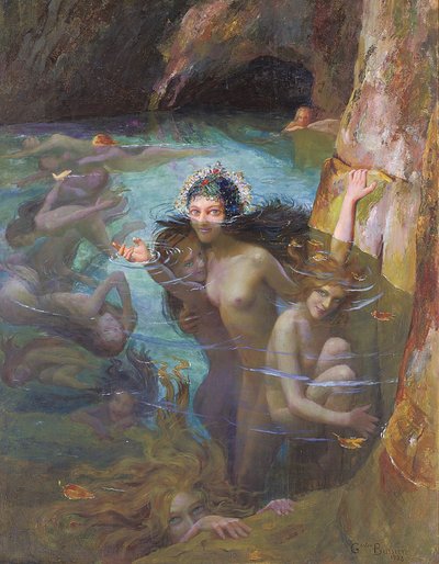 Zeemeeuw in een grot door Gaston Bussiere